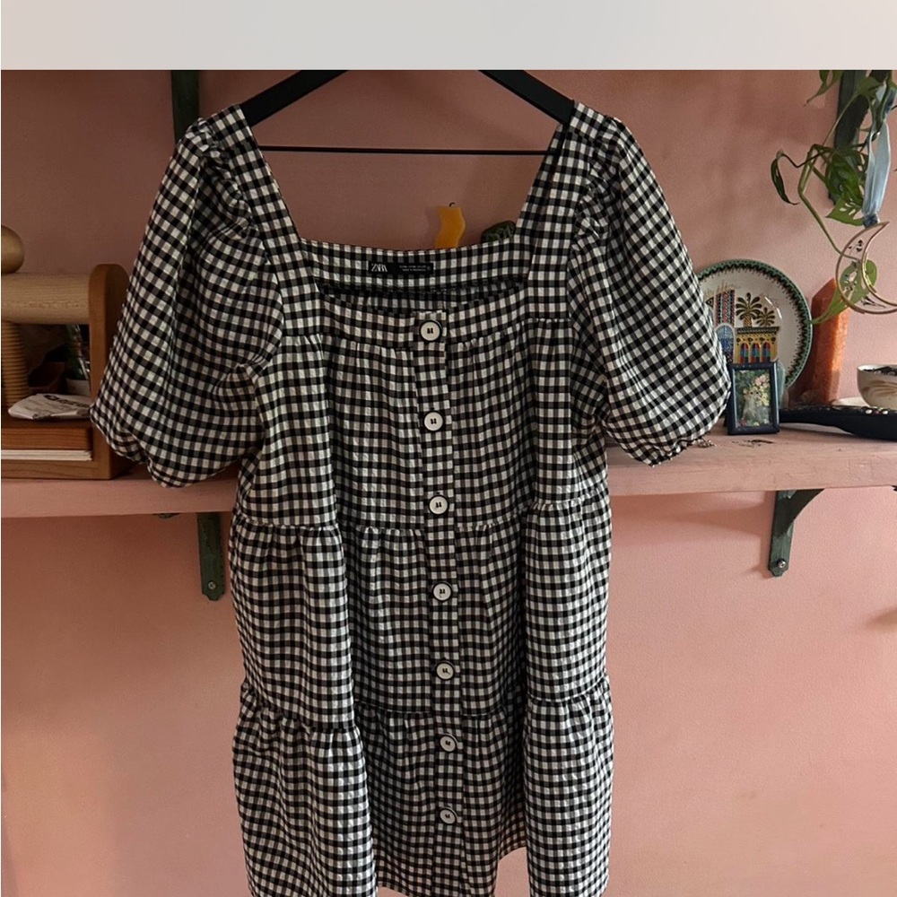Zara Monochrome Checkered Dress
